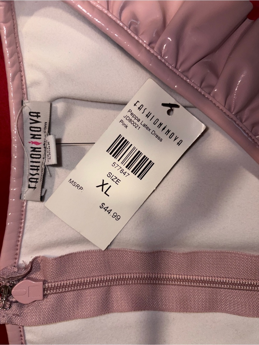 Fashion Nova Pink Asymmetrical Latex Dress